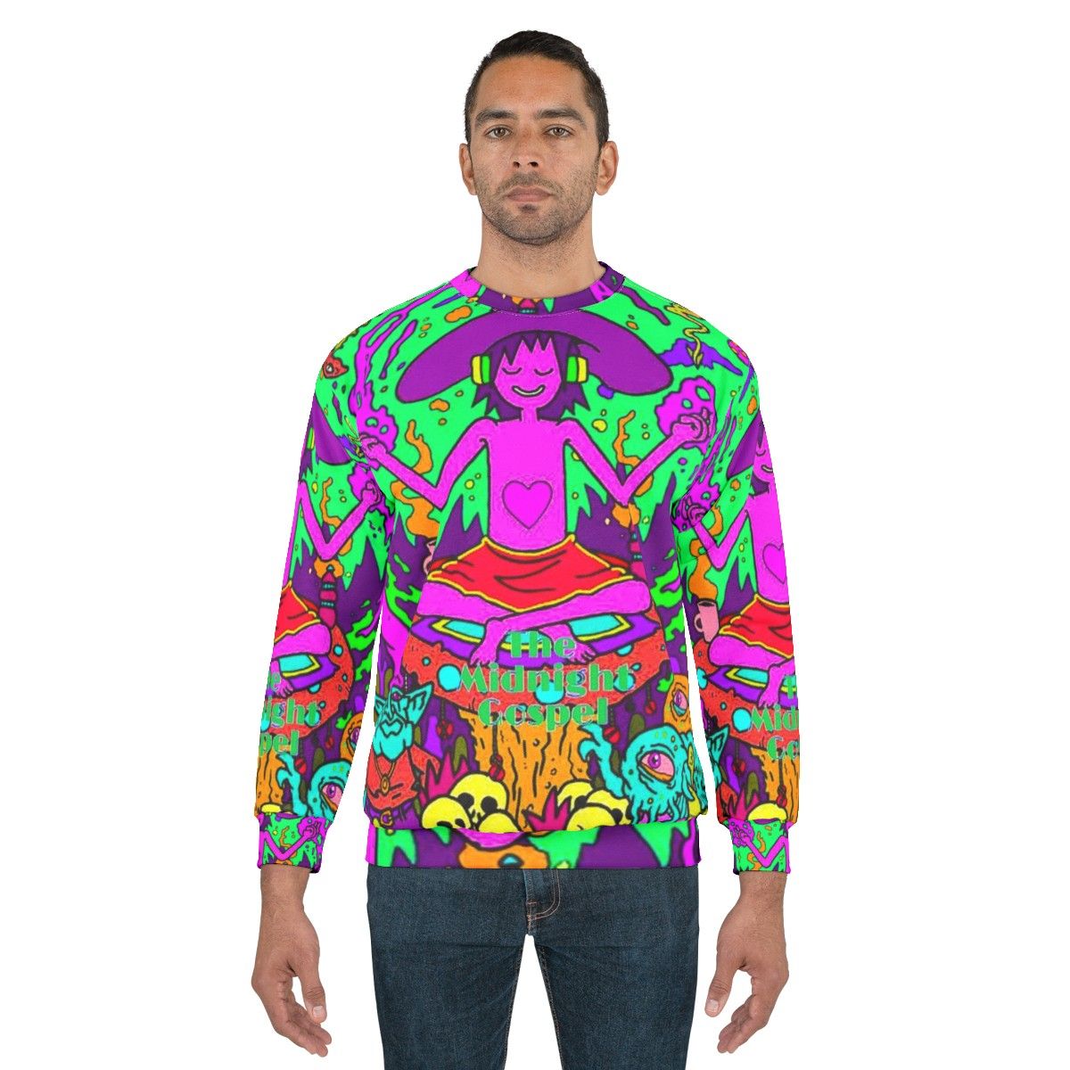 Vibrant "Midnight Gospel" abstract artwork sweatshirt - men