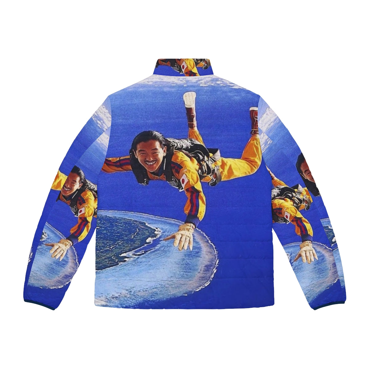 Stylish puffer jacket featuring Masayoshi Takanaka's iconic album cover - Back