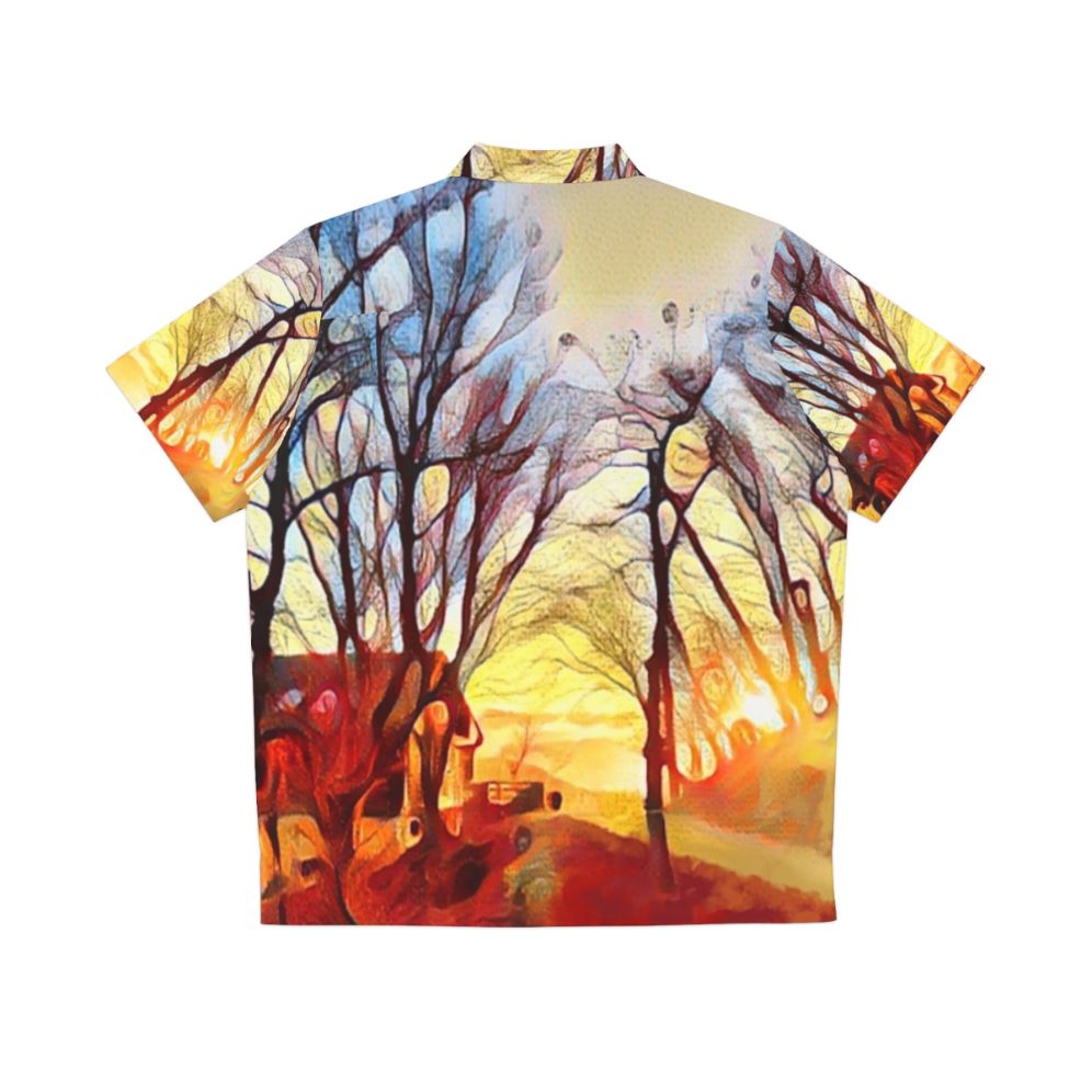 Winter Dawn Hawaiian Shirt featuring a nature landscape digital art design - Back