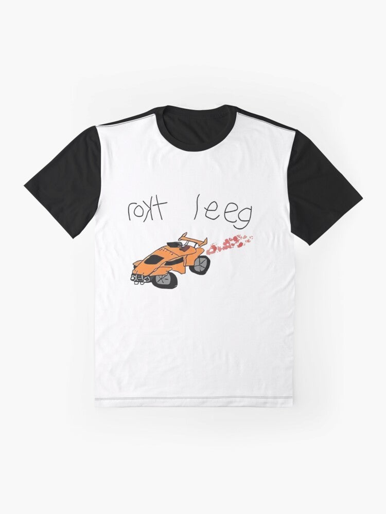 Rocket League Graphic T-Shirt featuring the game's iconic Octane, Fennec, and Scarab vehicles - Flat lay