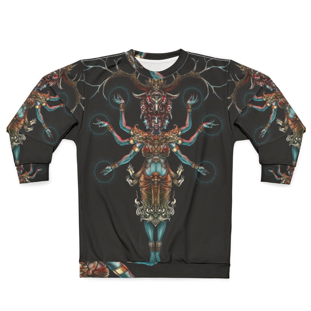 Dark Winya No 141 Yak Sweatshirt with Thai Culture Inspired Graphic Design