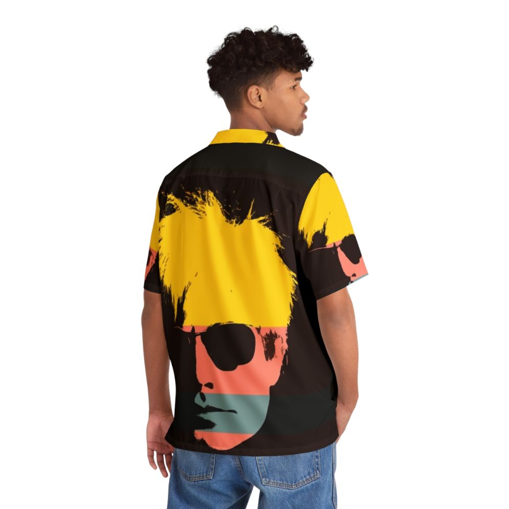 Andy Pop Art Hawaiian Shirt with Warhol Inspired Graphics - Flat lay