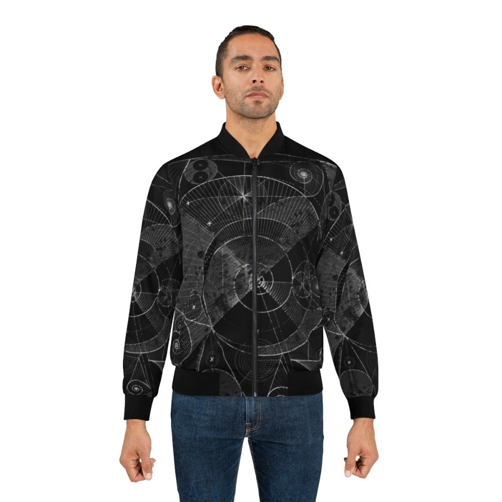 Bomber jacket with golden ratio spiral and fibonacci sequence design - Lifestyle