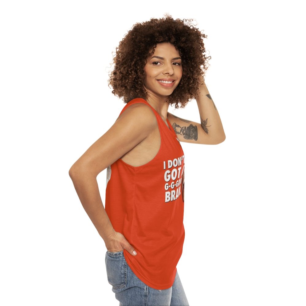 "I Don't Got a Good Brain" Unisex Tank Top featuring a funny pop culture meme - women side