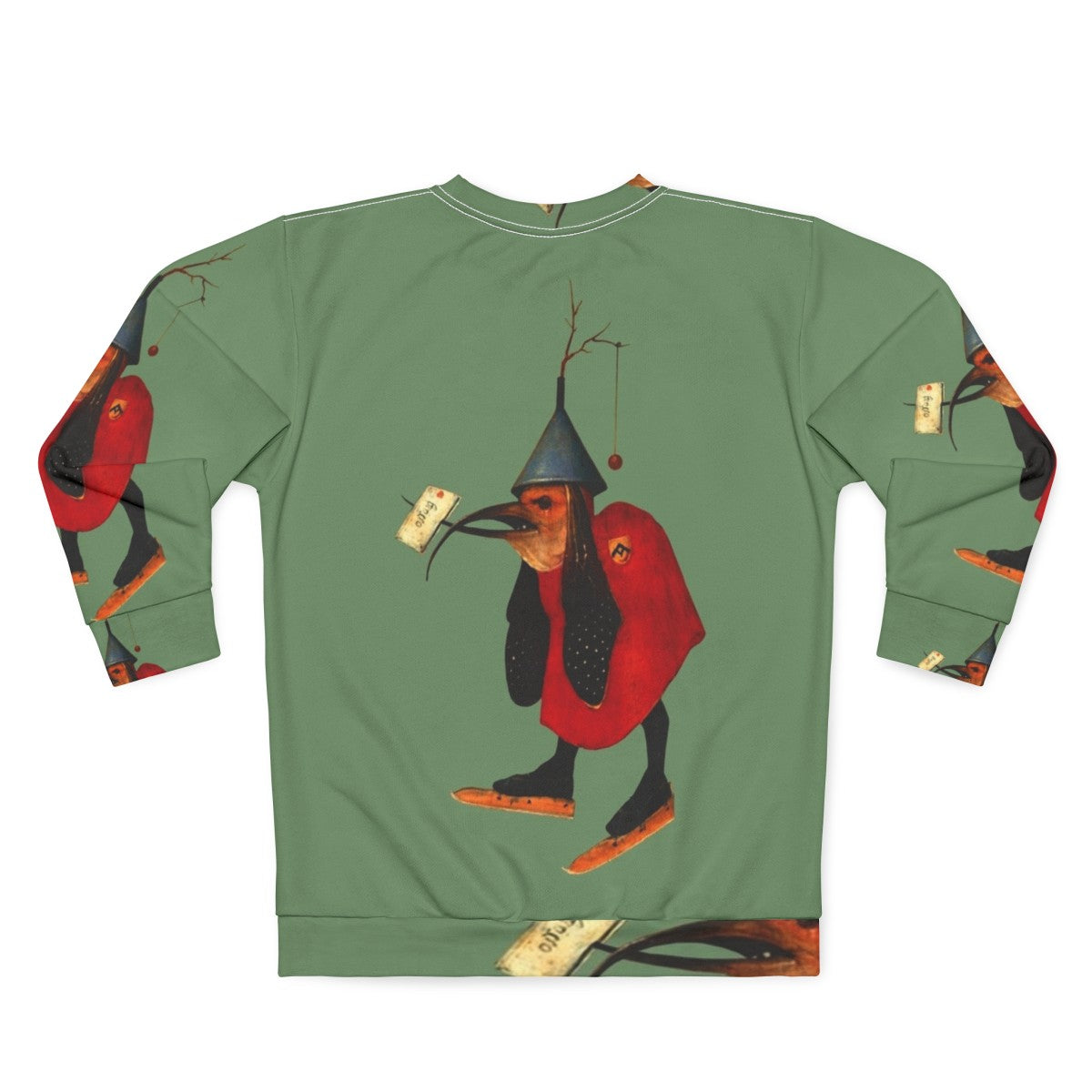 Hieronymus Bosch inspired sweatshirt with bird and letter design - Back