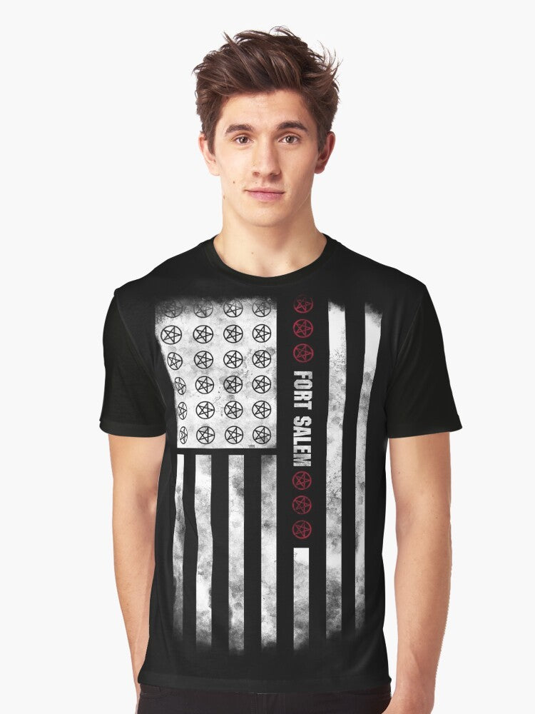 Alternate American flag graphic t-shirt design featuring the Motherland logo - Men