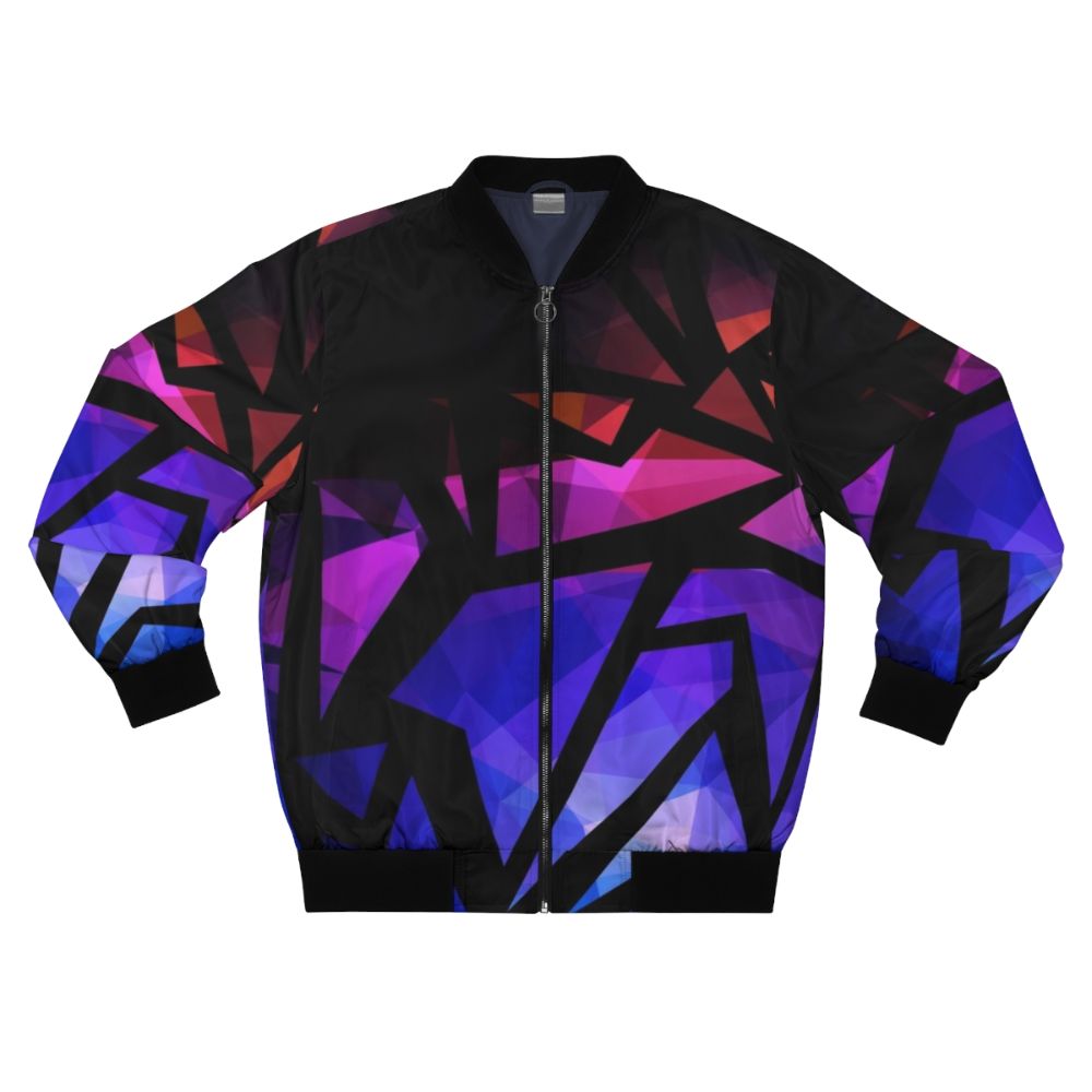 Abstract geometric polygon print bomber jacket