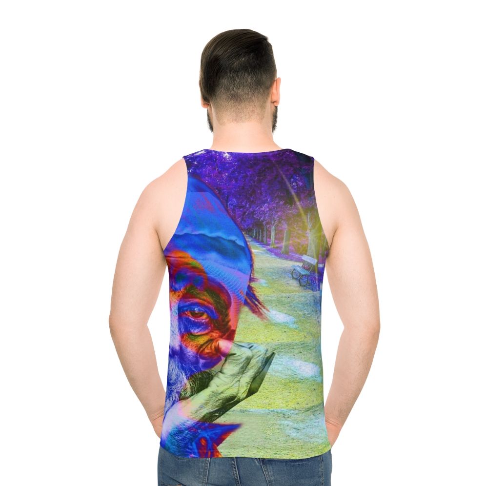 Unisex tank top supporting homelessness causes - men back