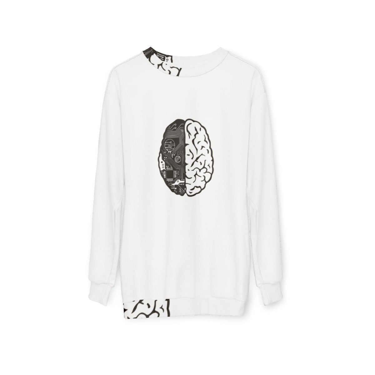 Coding Brain Sweatshirt with Binary Code Design - hanging