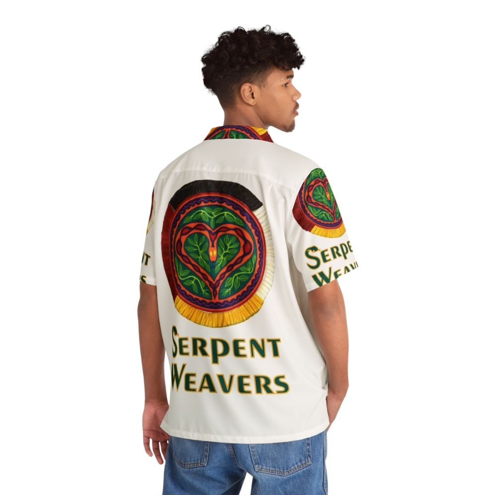 Serpent Weavers logo Hawaiian shirt with tropical snake print - People Back