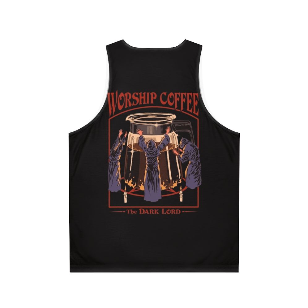 Unisex retro horror tank top with coffee lover design - Back