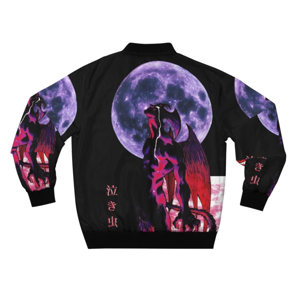 Akira Devilman Crybaby 90s Aesthetic Bomber Jacket with Glitter, Moon, and Sea Imagery - Back