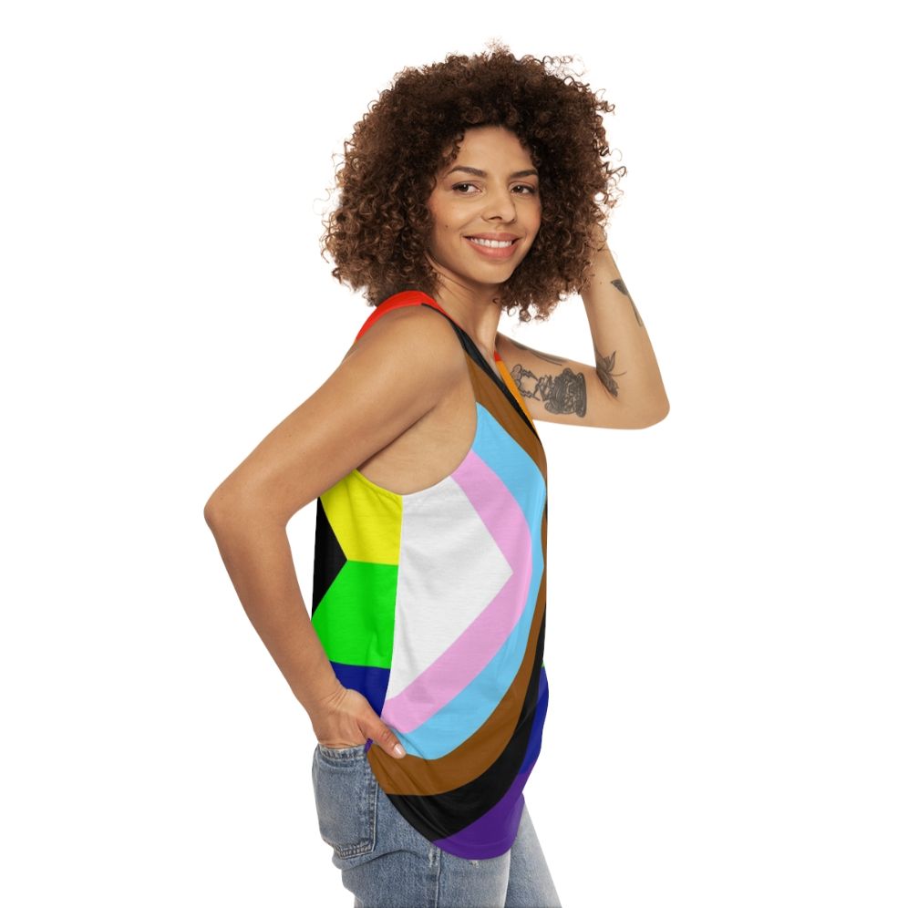 Unisex Inclusive Progress Pride Flag Tank Top - women side