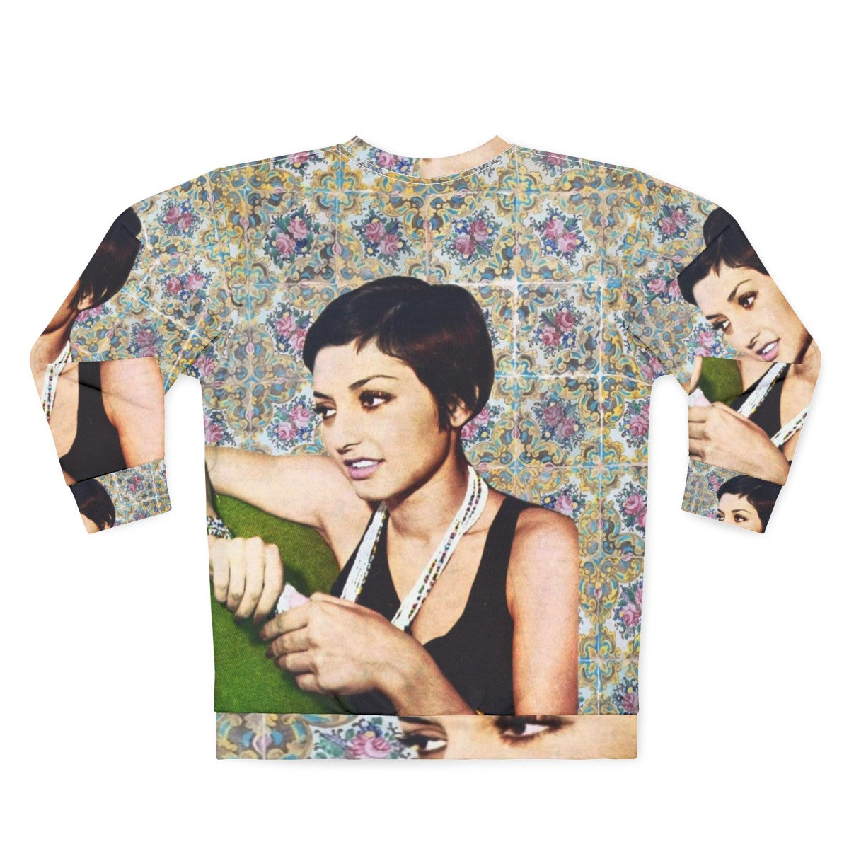 Vintage Persian music sweatshirt featuring Iranian singer Googoosh on a couch - Back