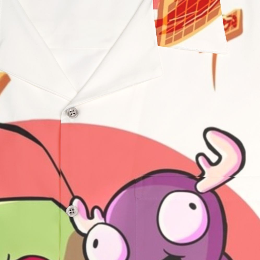 Invader Zim Waffles Hawaiian Shirt - Detail