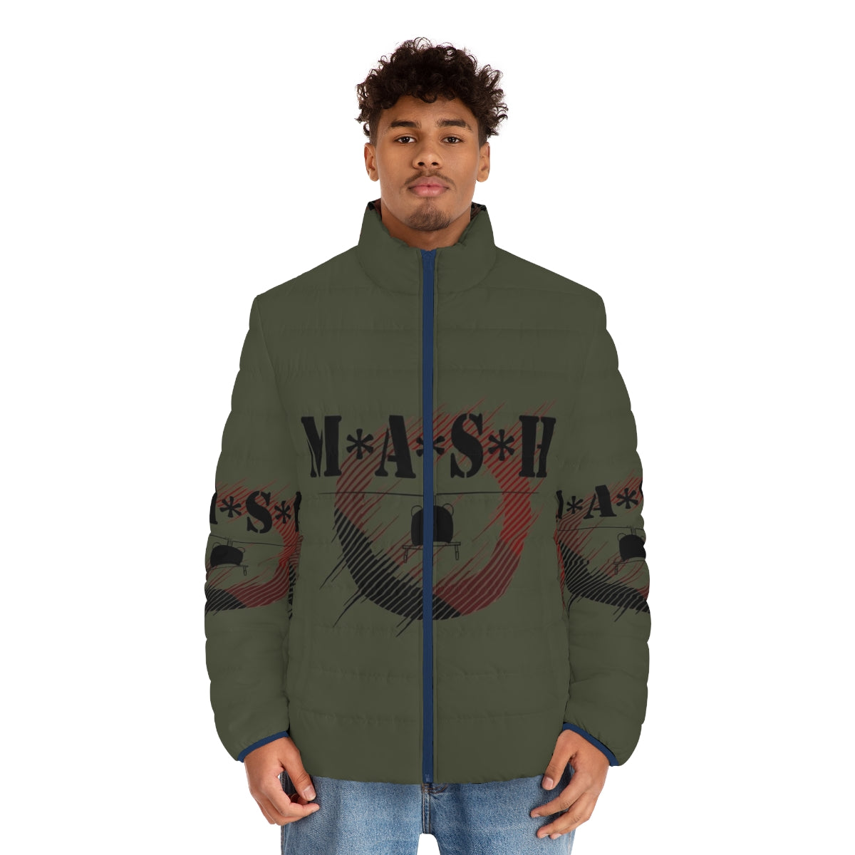 Mash Puffer Jacket with Mash TV Show Inspired Design - men front