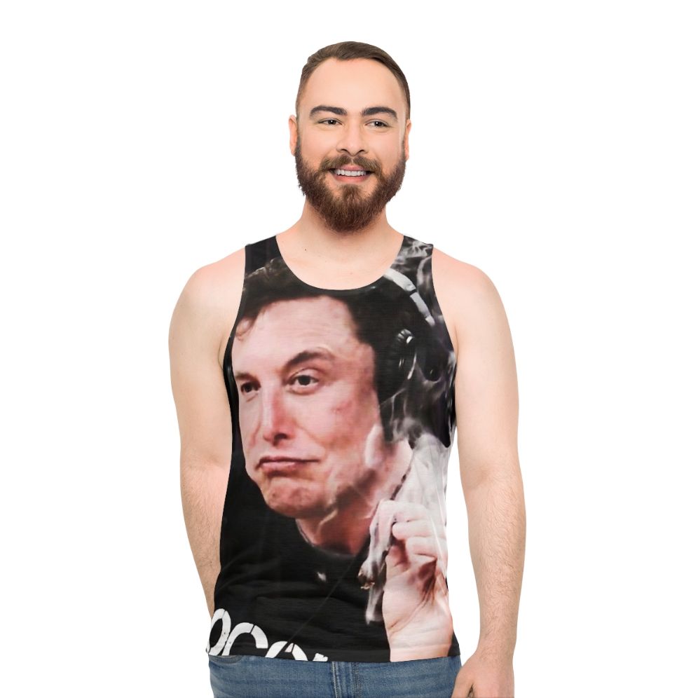 Elon Musk smoking weed unisex tank top - men