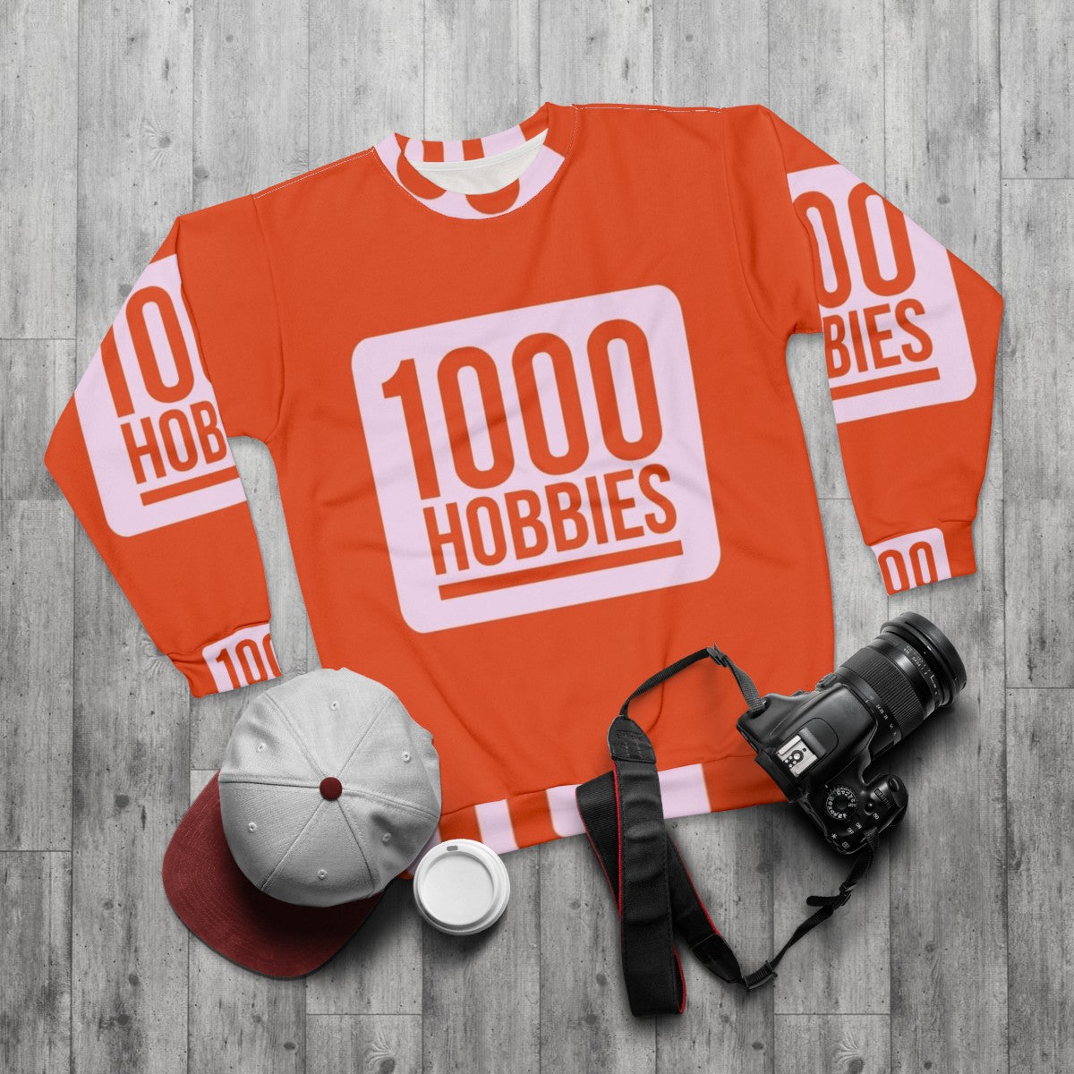 1000 Hobbies Official Merchandise Hoodie Sweatshirt - flat lay