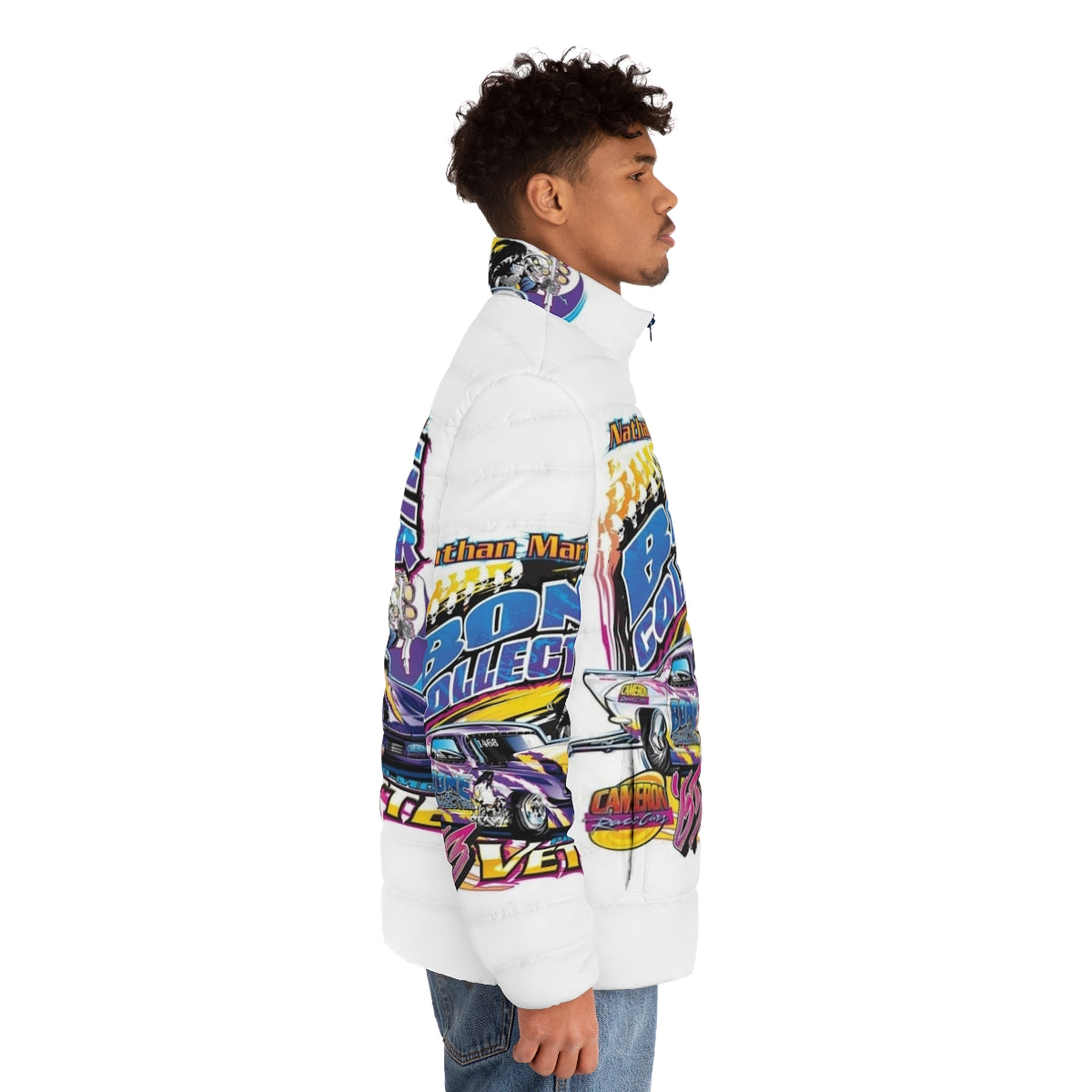 Nathan Martin's Nascar Puffer Jacket with Racing & Music Themes - men side right