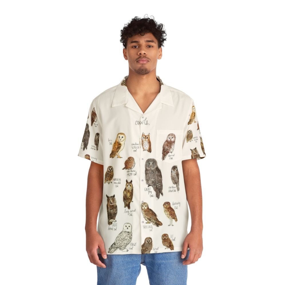 Owls Hawaiian Shirt with Tropical Owl Design - People Front