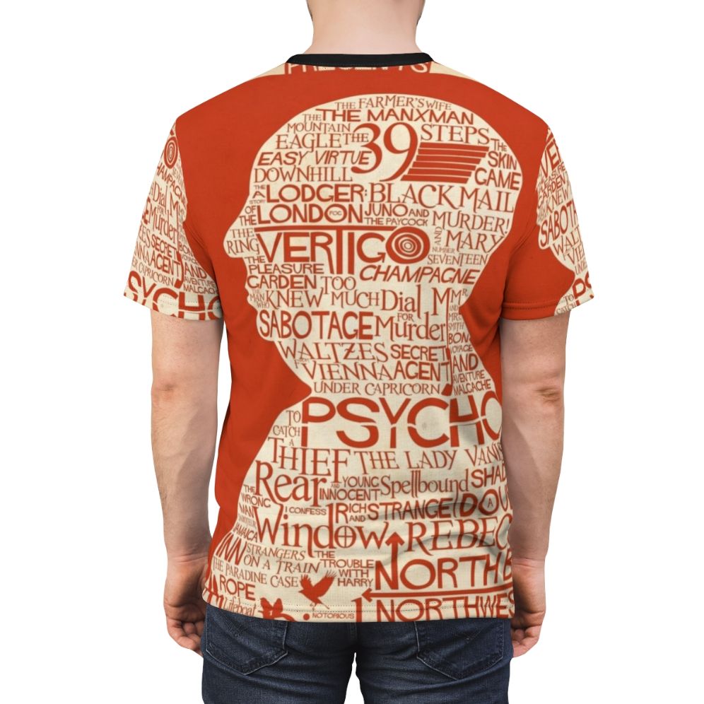 Vintage-inspired t-shirt featuring an iconic Alfred Hitchcock movie-inspired design - men back