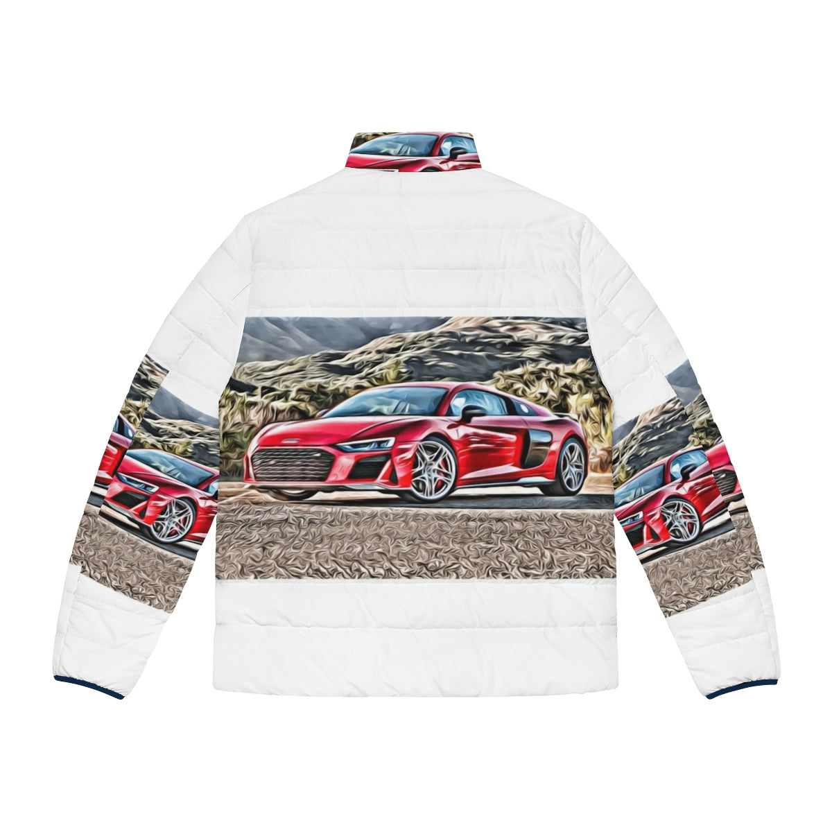 Audi R8 Puffer Jacket - Supercar-inspired winter apparel with cool design - Back