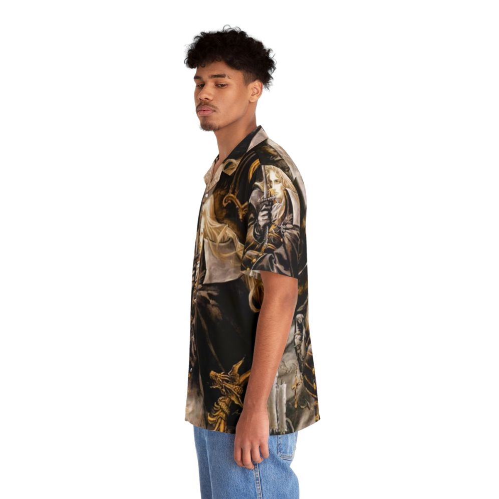 Castlevania inspired Hawaiian shirt with retro gaming graphics - People Left