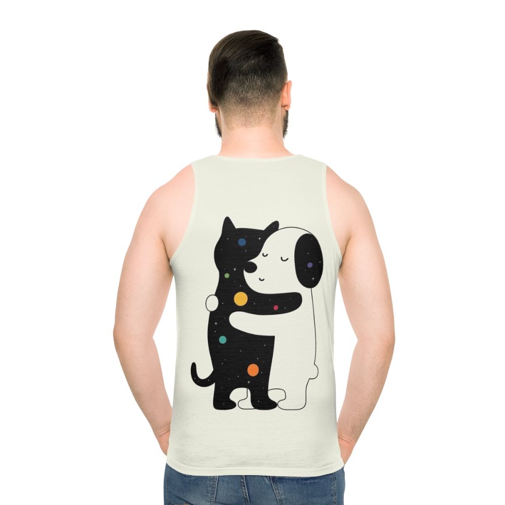 Unisex tank top with inspirational rainbow and animal graphics - men back