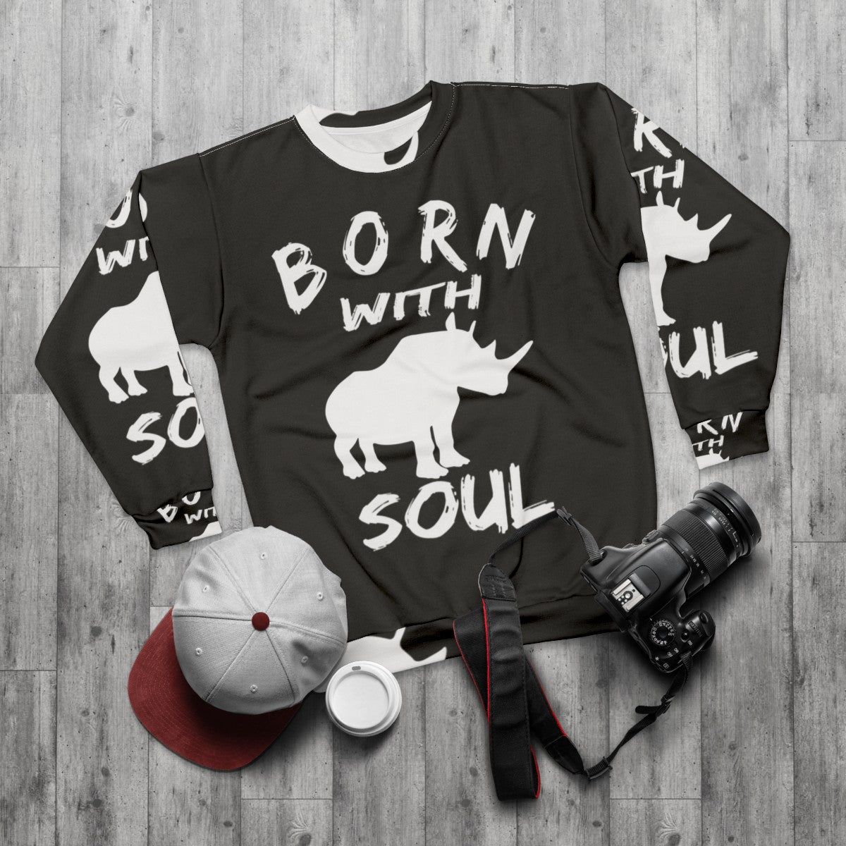 Born With Rhino Soul Sweatshirt - flat lay