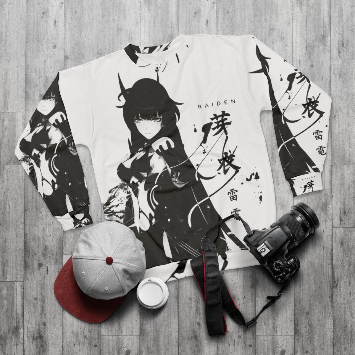 Lightning Raiden Sweatshirt - Honkai Impact 3rd Anime Girl - flat lay