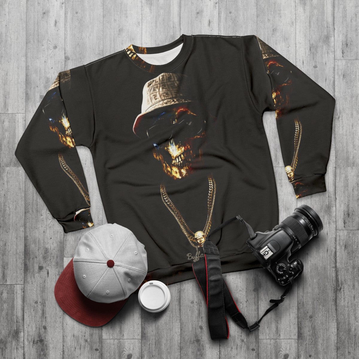 Conway The Machine Skull Face Sweatshirt - flat lay