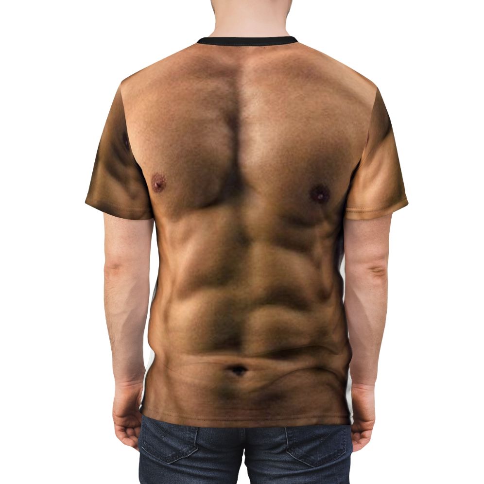 Illustrated muscle man graphic t-shirt for bodybuilding enthusiasts - men back