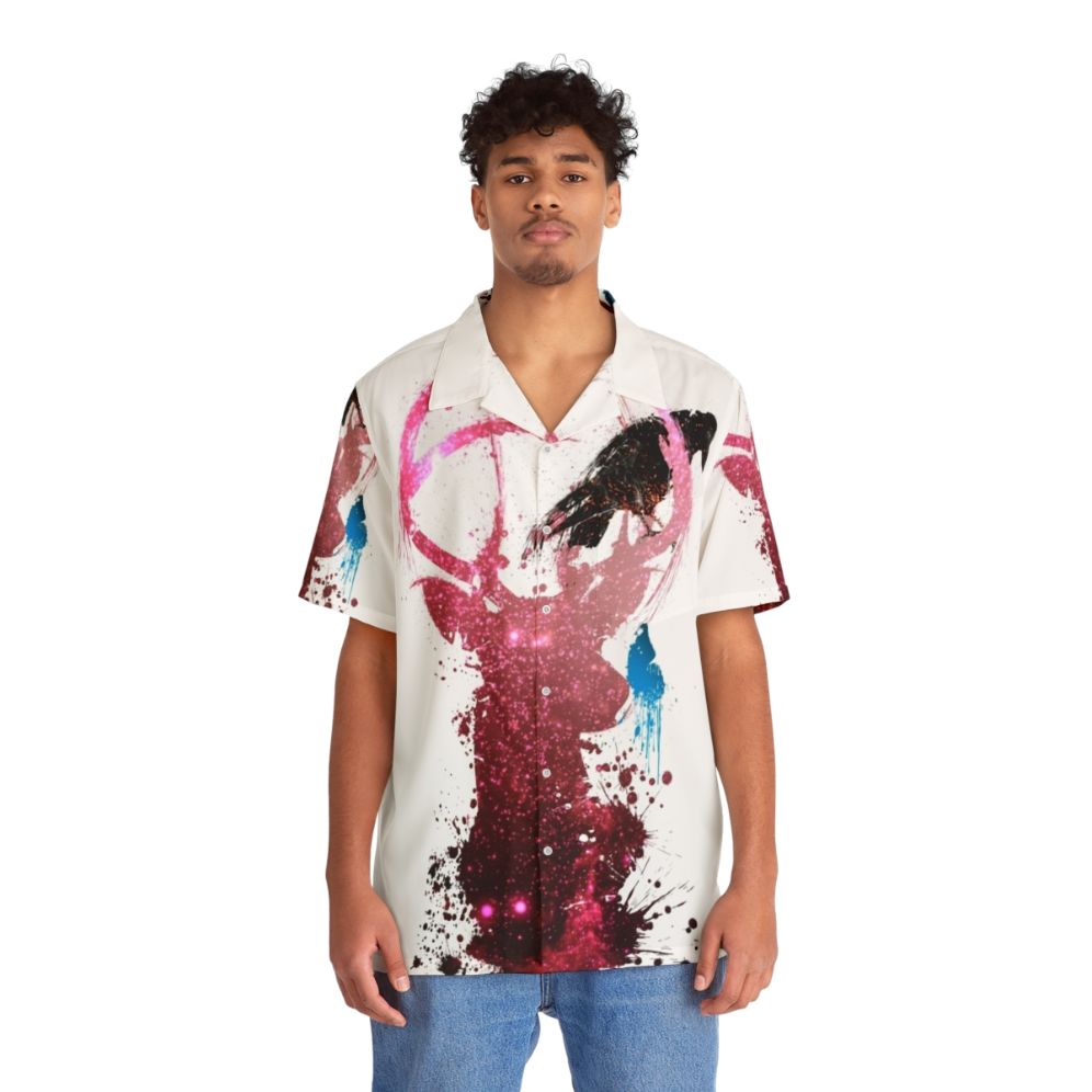 Spirit Animal Hawaiian Shirt with tropical print and gaming references - People Front