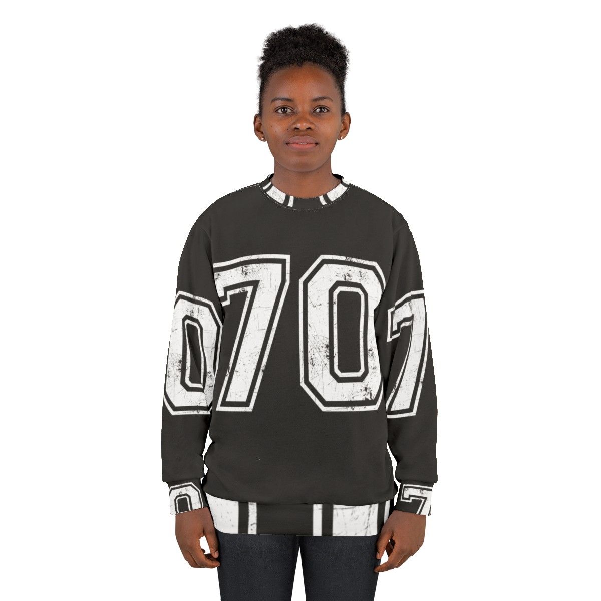 Sports sweatshirt with large number 70 jersey design - women