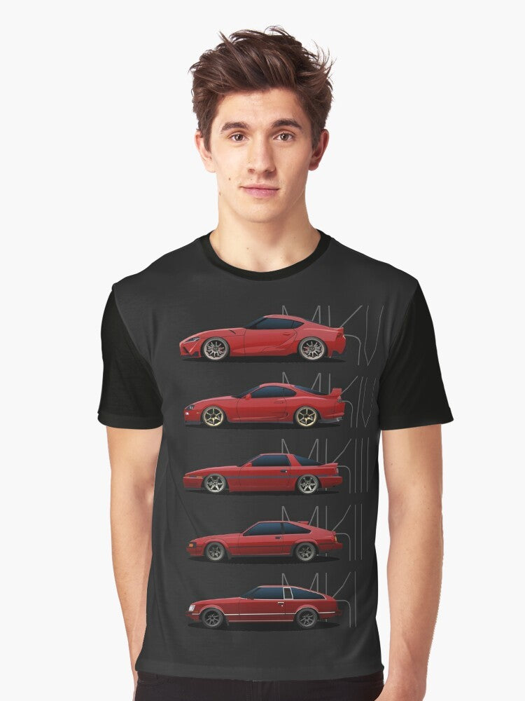 Toyota Supra Generations Graphic T-Shirt - Automotive Car Enthusiast Gift - Men