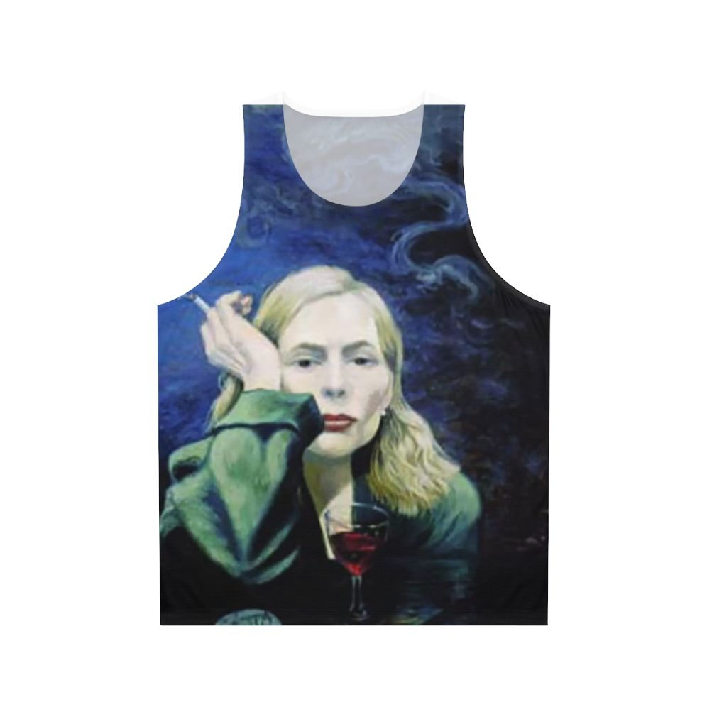 Unisex tank top featuring Joni Mitchell inspired "Both Sides Now" pop art design