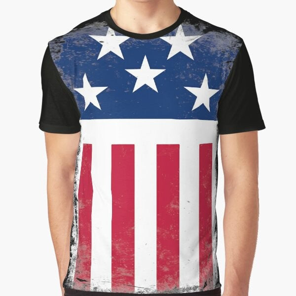 Stars and Stripes graphic t-shirt featuring The Prodigy's Firestarter design