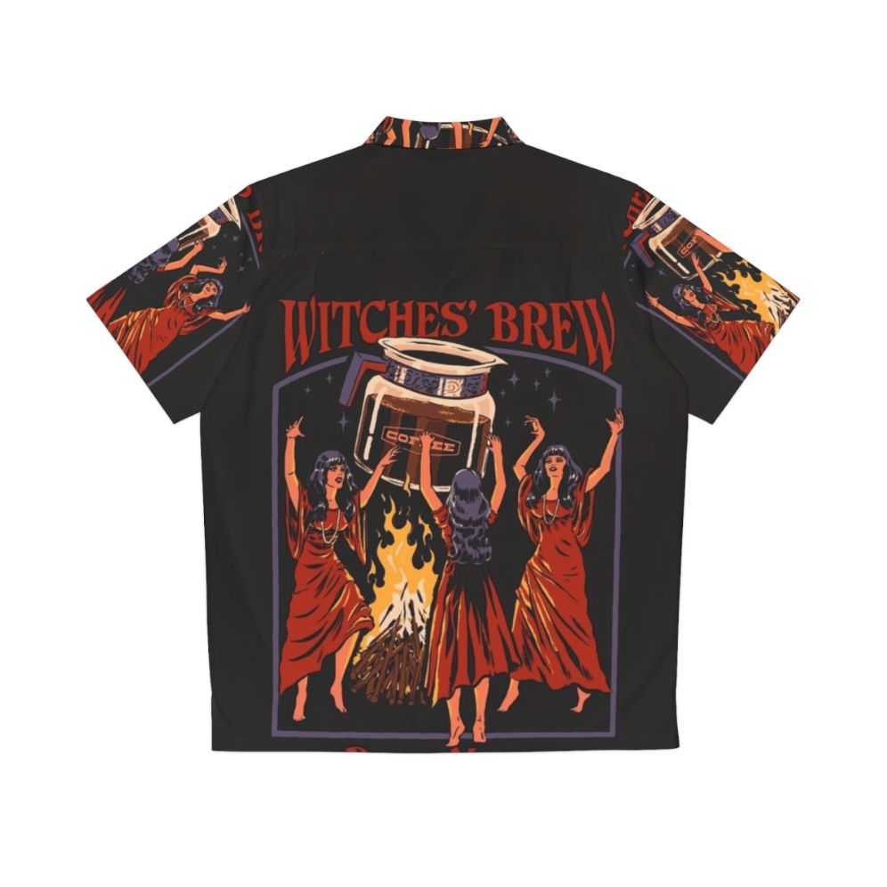 Retro Witches Brew Hawaiian Shirt with Occult, Horror, and Caffeine Inspired Design - Back