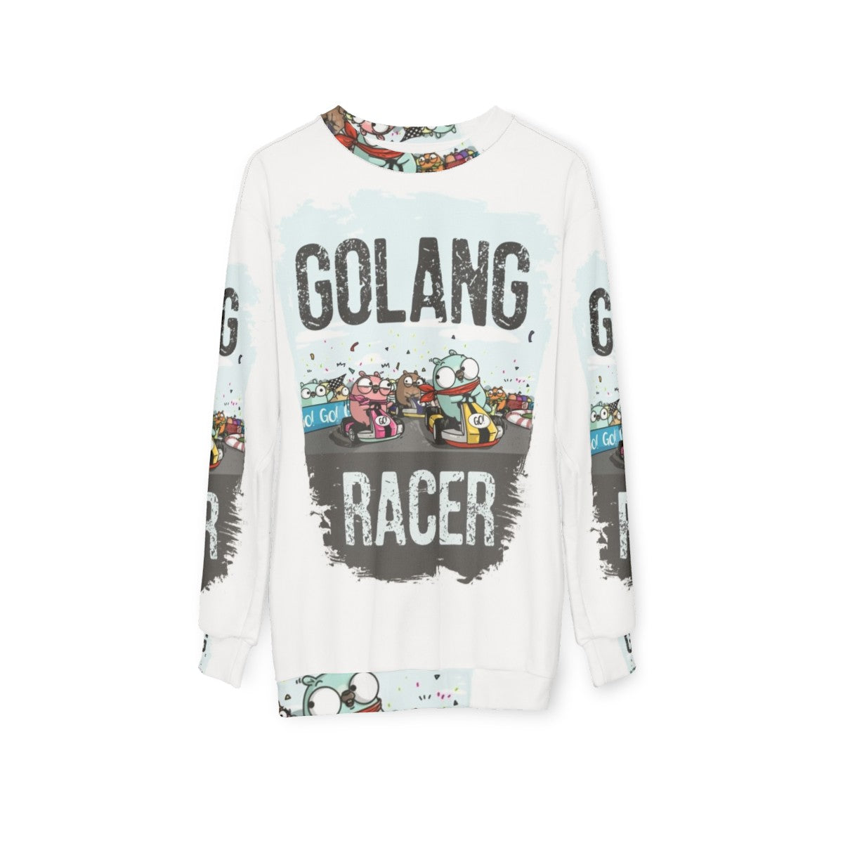 Golang Racer Sweatshirt with Gopher Logo - hanging