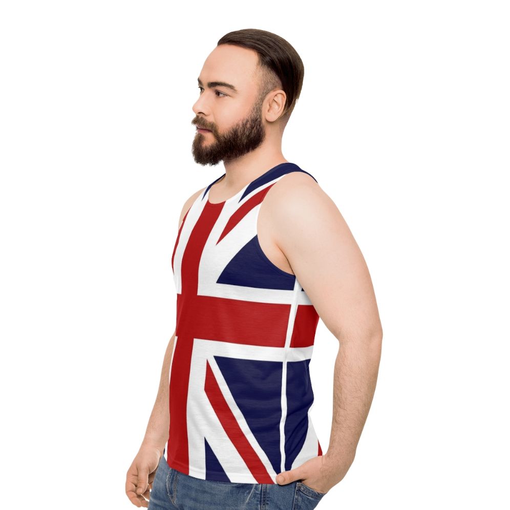 Unisex tank top featuring the Union Jack flag of the United Kingdom - men side