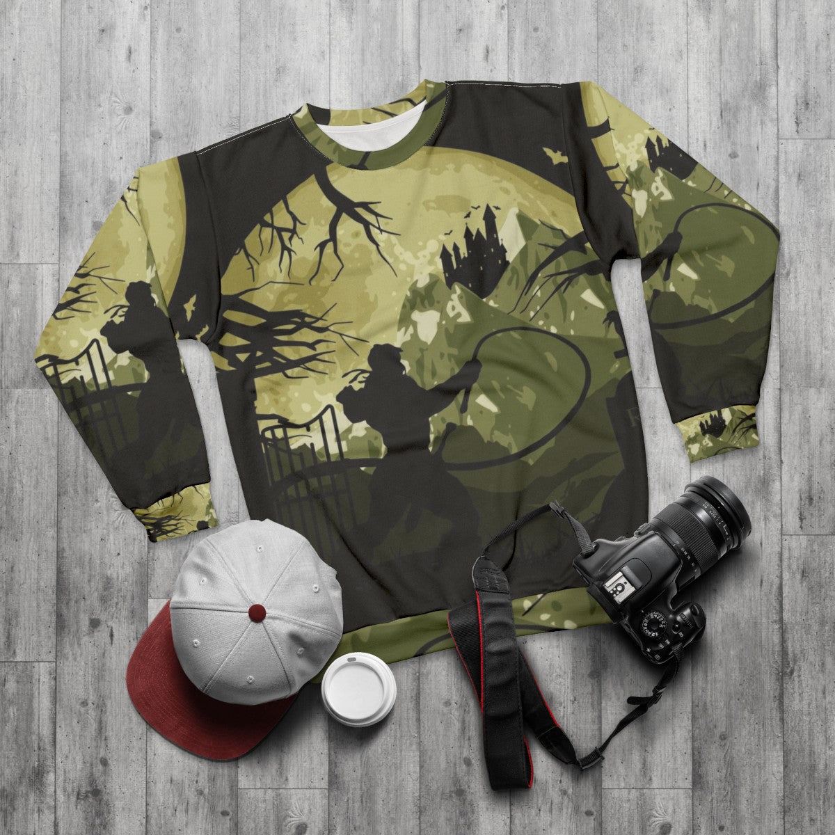 Castlevania video game art sweatshirt - flat lay