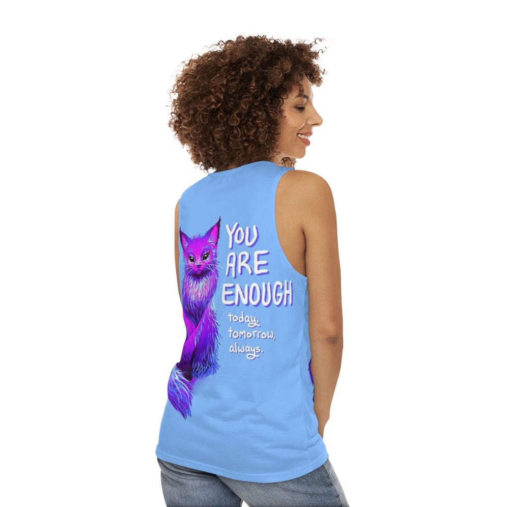 Magical Maine Coon Cat Unisex Tank Top for Mental Health and Self-Love - women back