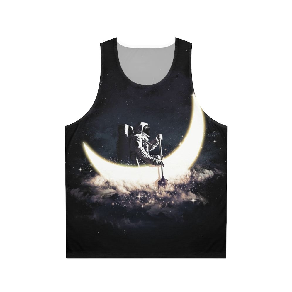 Cosmic moon sailing unisex tank top