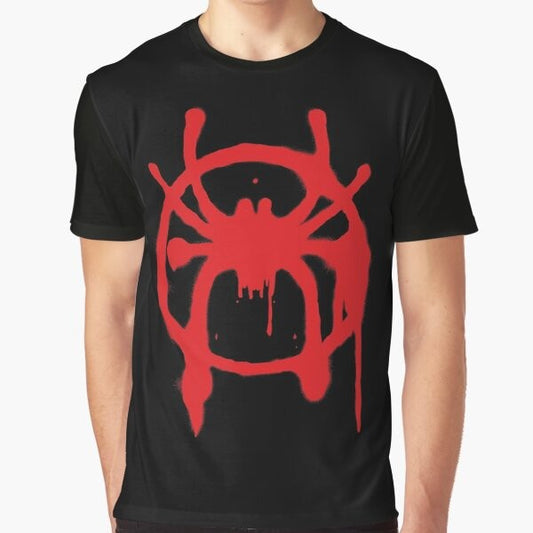 Spider-Verse Graphic T-Shirt featuring Miles Morales, the web-slinging hero from the beloved Marvel comic and movie