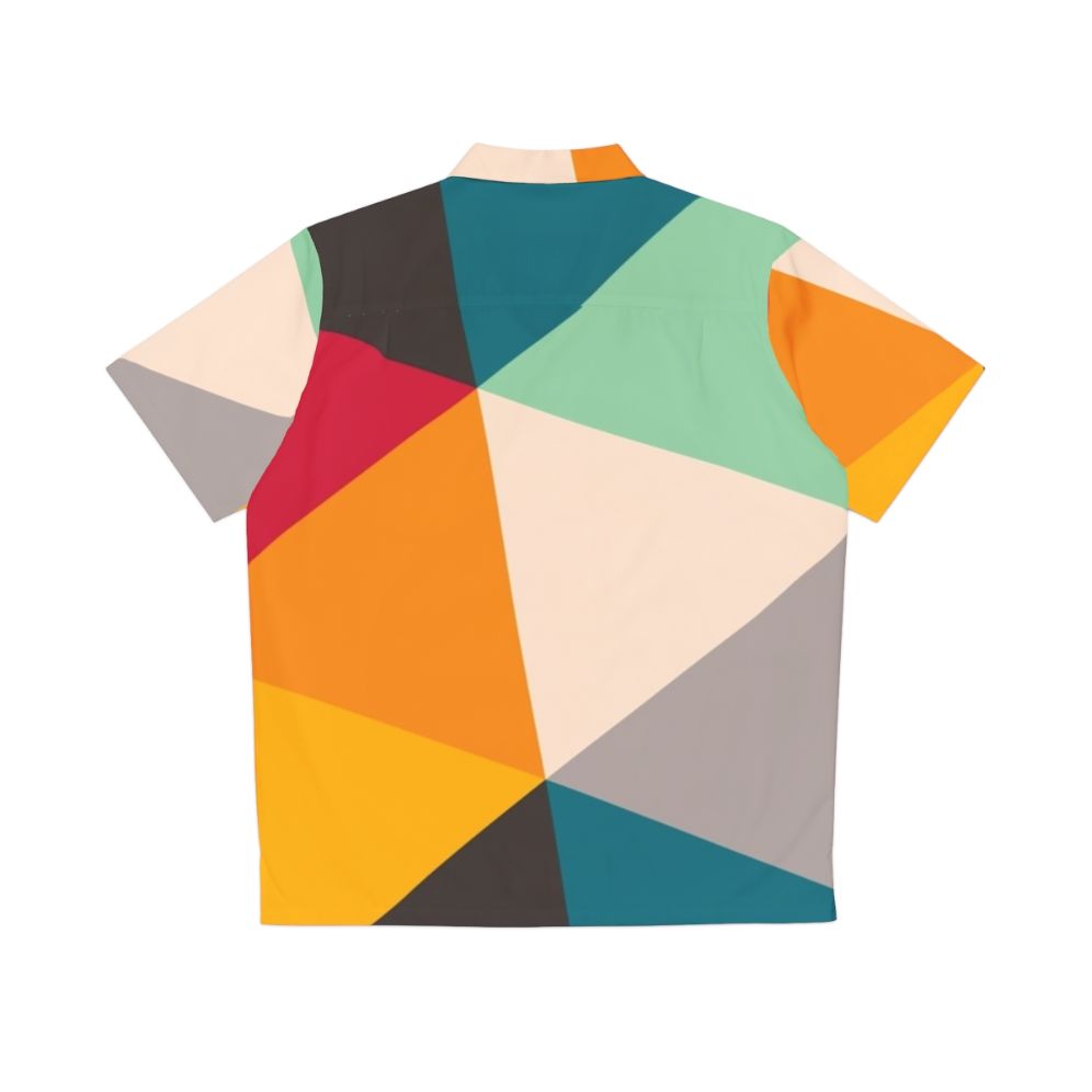 Colourful geometric triangles Hawaiian shirt with abstract, contemporary design - Back