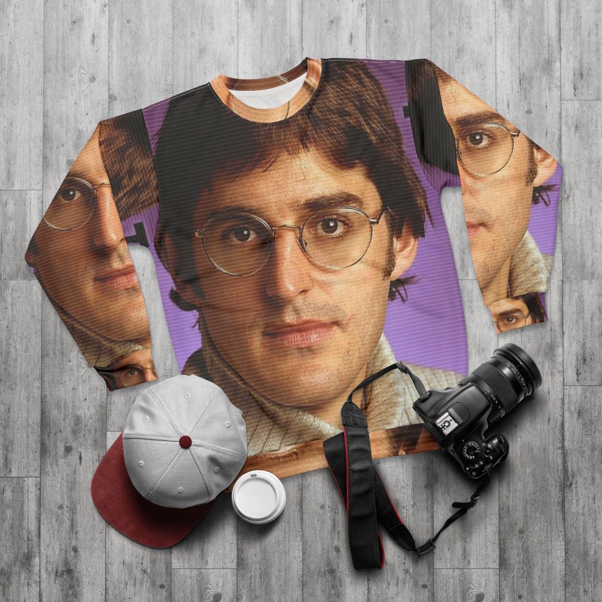 Louis Theroux Retro BBC Documentary All Over Print Sweatshirt - flat lay