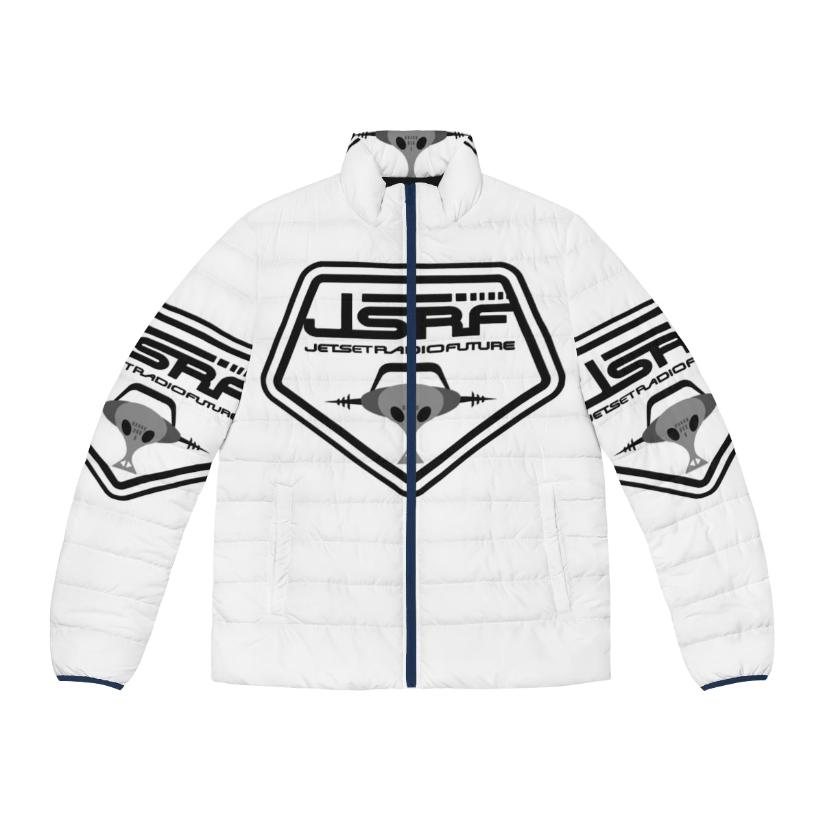 Jet Set Radio Future logo puffer jacket featuring graffiti-inspired design