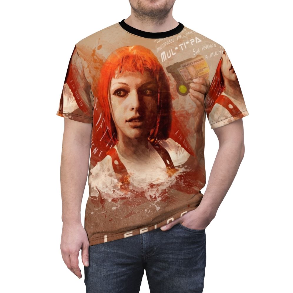 Retro-style The Fifth Element Leeloo Dallas Multipass t-shirt design - men front