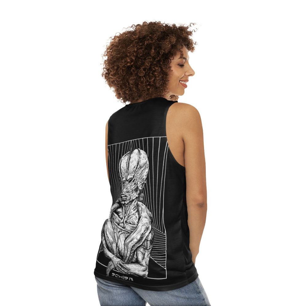 Schism Unisex Tank Top featuring dark, gothic, and occult-inspired art - women back