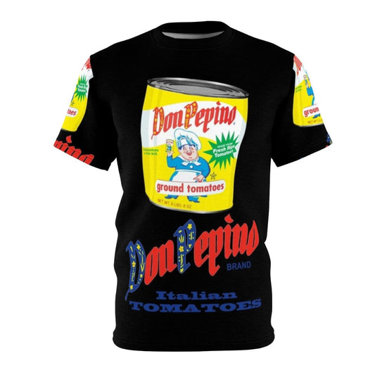 Vintage-inspired Italian canned food t-shirt with a retro design for cooking and kitchen enthusiasts